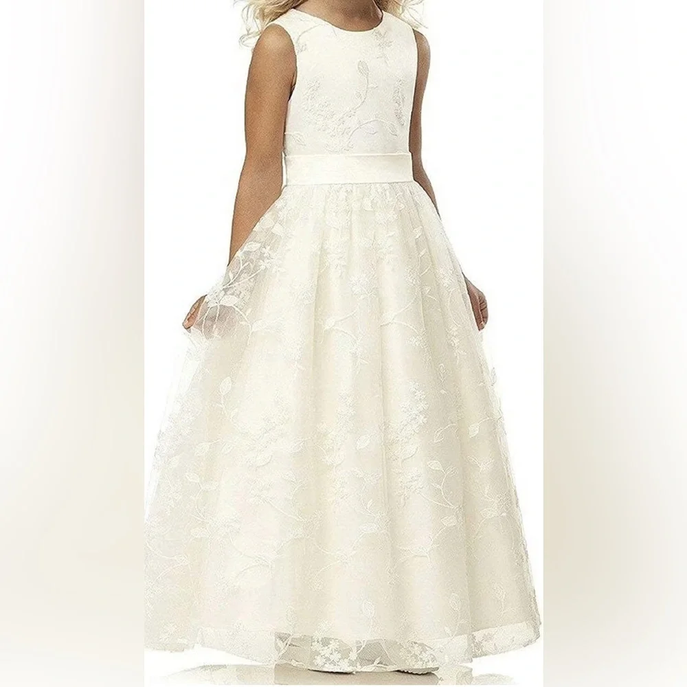 Girls Size 4 Ivory Floral Formal Dress